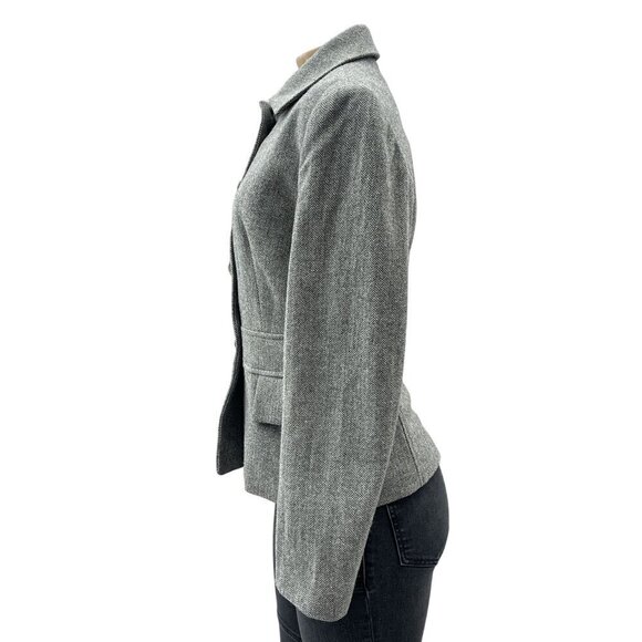 Banana Republic Gray Wool Blend Herringbone Long Sleeve Blazer Jacket Women's 6 - Picture 5 of 12